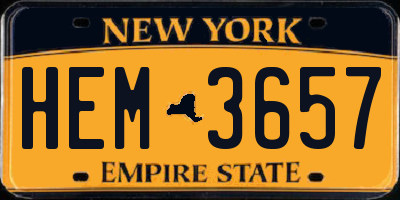 NY license plate HEM3657
