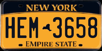 NY license plate HEM3658