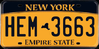NY license plate HEM3663