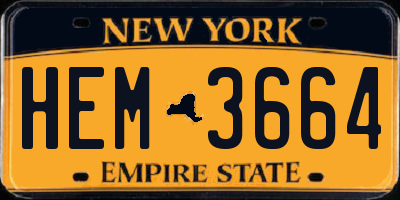 NY license plate HEM3664