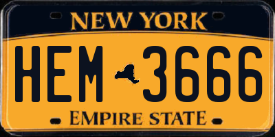 NY license plate HEM3666