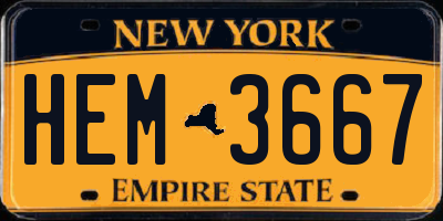 NY license plate HEM3667