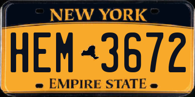 NY license plate HEM3672