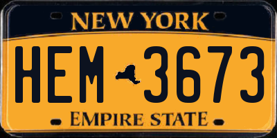 NY license plate HEM3673