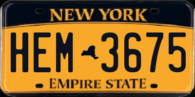 NY license plate HEM3675