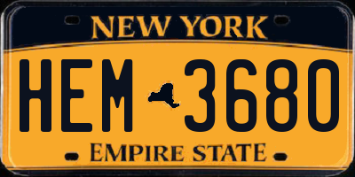NY license plate HEM3680