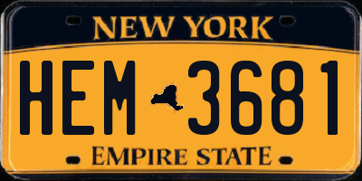 NY license plate HEM3681