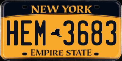 NY license plate HEM3683