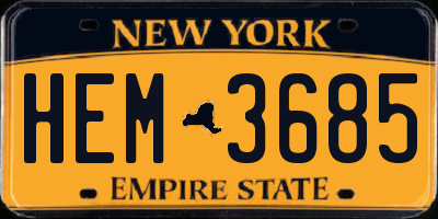 NY license plate HEM3685