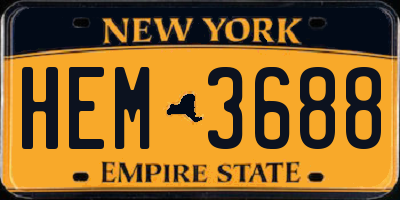 NY license plate HEM3688