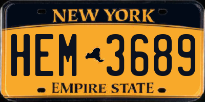 NY license plate HEM3689
