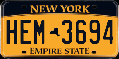 NY license plate HEM3694
