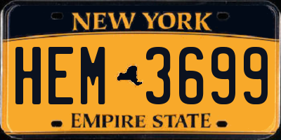 NY license plate HEM3699