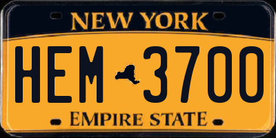 NY license plate HEM3700