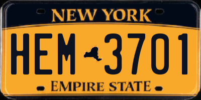 NY license plate HEM3701