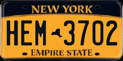 NY license plate HEM3702