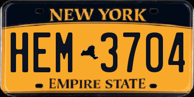 NY license plate HEM3704