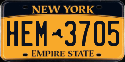 NY license plate HEM3705