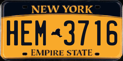 NY license plate HEM3716