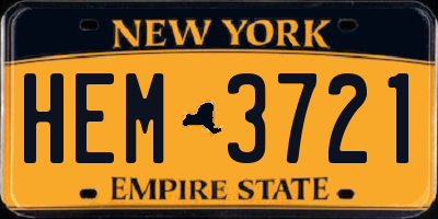 NY license plate HEM3721