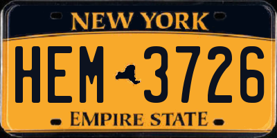 NY license plate HEM3726