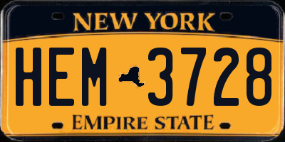 NY license plate HEM3728