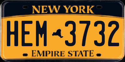 NY license plate HEM3732
