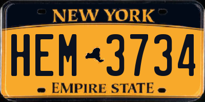 NY license plate HEM3734