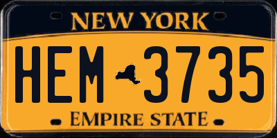 NY license plate HEM3735