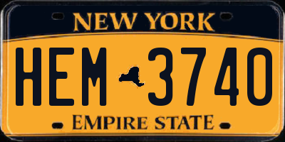 NY license plate HEM3740