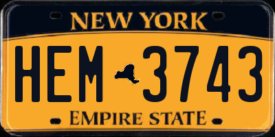 NY license plate HEM3743