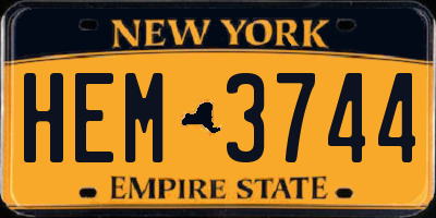 NY license plate HEM3744