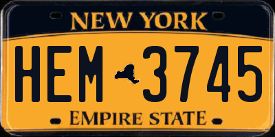 NY license plate HEM3745