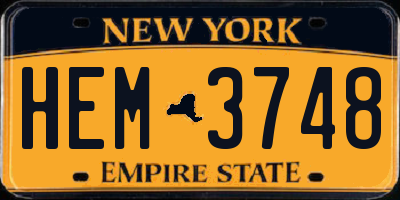 NY license plate HEM3748
