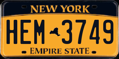 NY license plate HEM3749