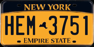 NY license plate HEM3751