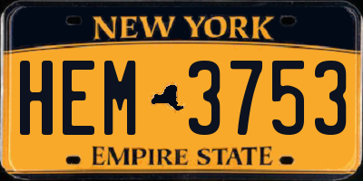 NY license plate HEM3753