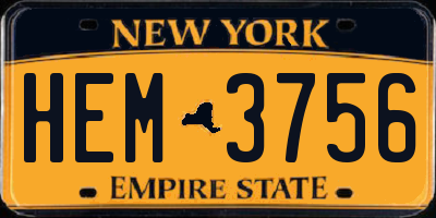 NY license plate HEM3756