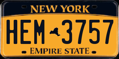 NY license plate HEM3757