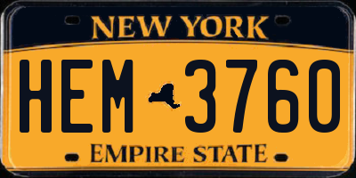 NY license plate HEM3760