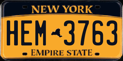 NY license plate HEM3763