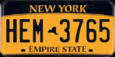 NY license plate HEM3765