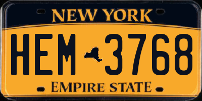 NY license plate HEM3768