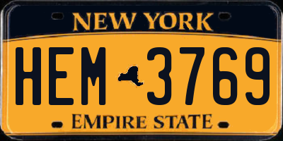NY license plate HEM3769