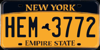 NY license plate HEM3772