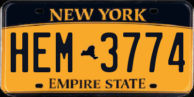 NY license plate HEM3774