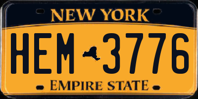 NY license plate HEM3776