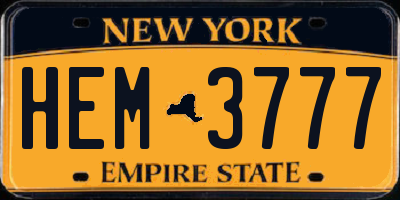 NY license plate HEM3777