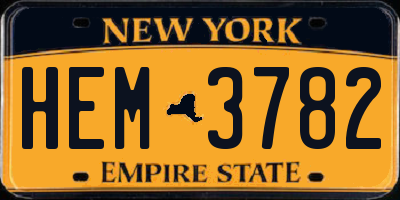 NY license plate HEM3782