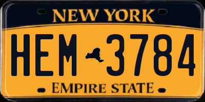 NY license plate HEM3784